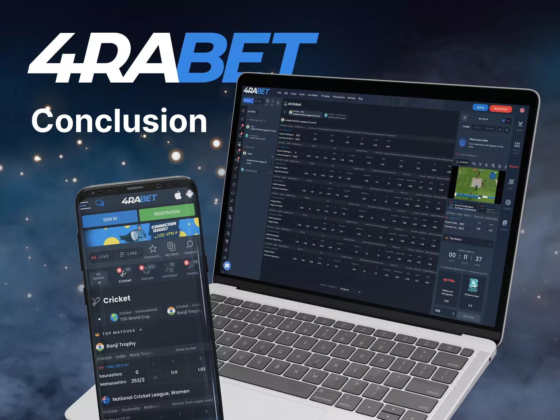 In 4rabet you can bet on matches of your favorite teams and play different games.