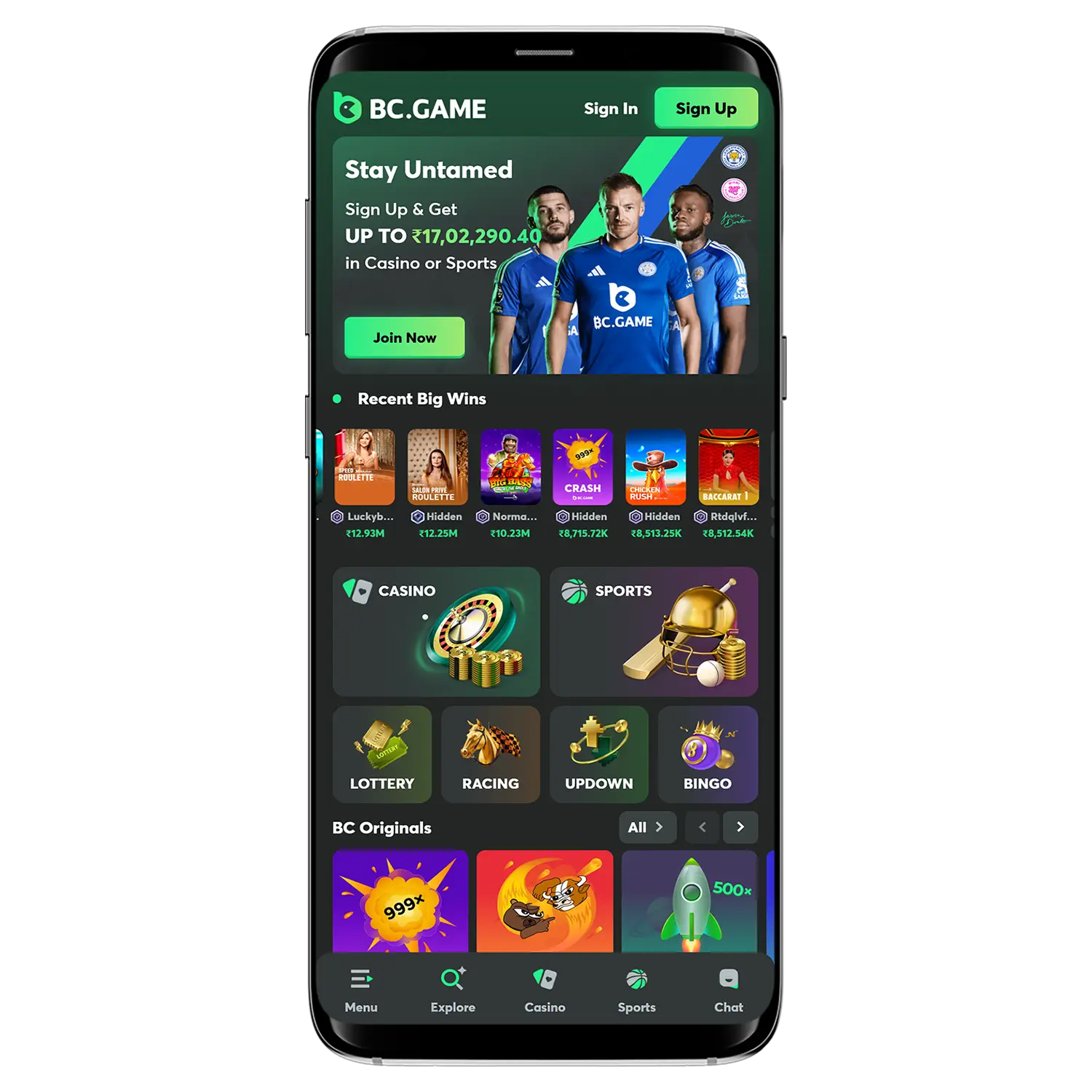 BC Game is a top choice for sports betting among Indian players.