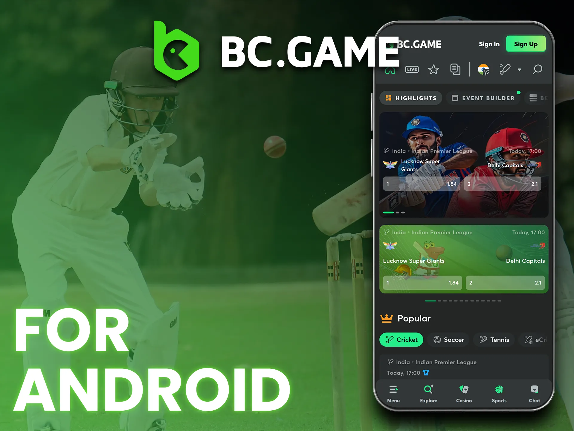 With the PWA version of the BC Game app for Android, you don't need to download a separate app.