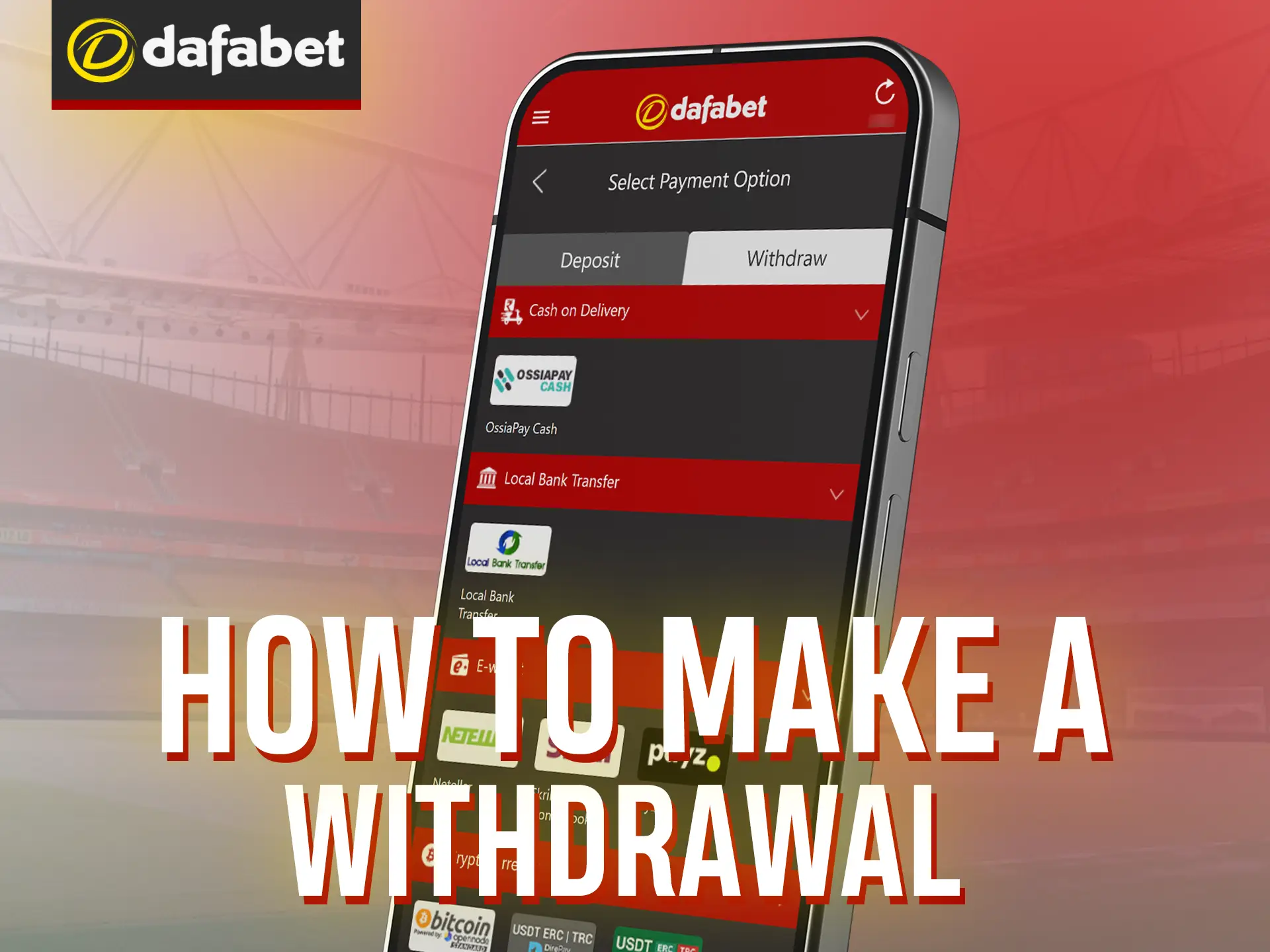 Find out how to withdraw funds from Dafabet.