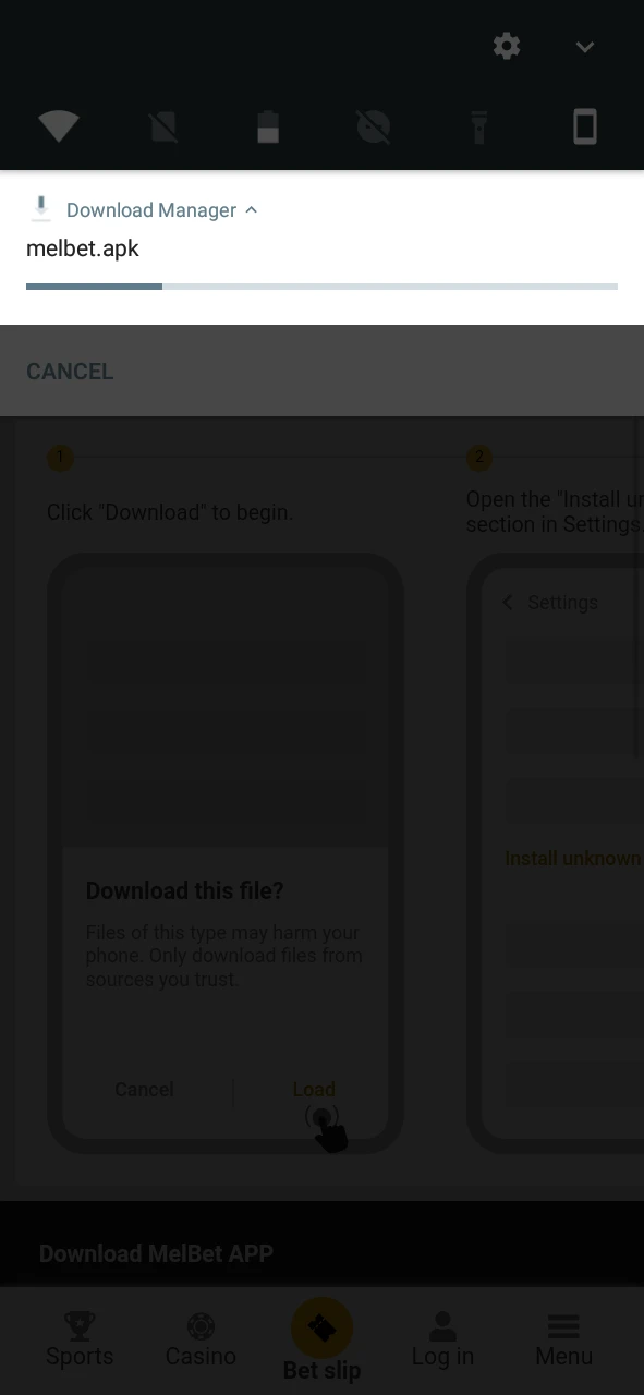 Download the Melbet app.