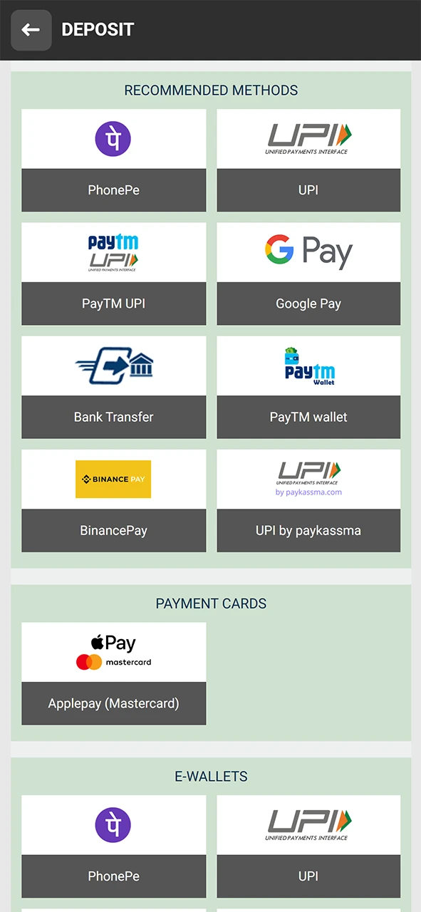 Choose your Melbet deposit method.