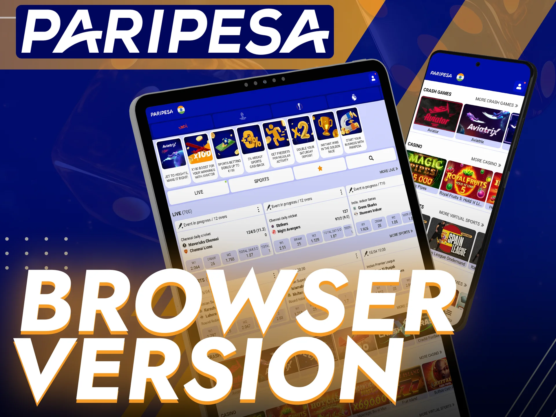 Enjoy smooth gaming with the browser version of Paripesa.