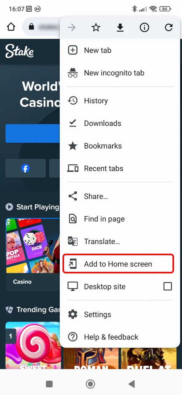 Add the Stake Android app to your home screen for easy access.