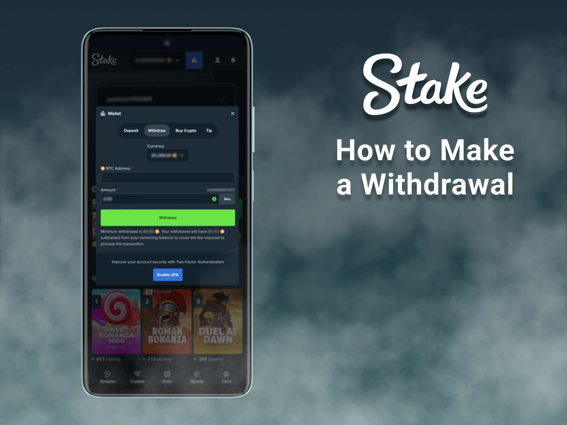 Withdraw your winnings quickly with the Stake app in India.