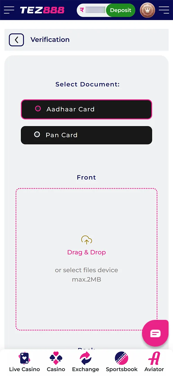 Start verifying your Tez888 account.