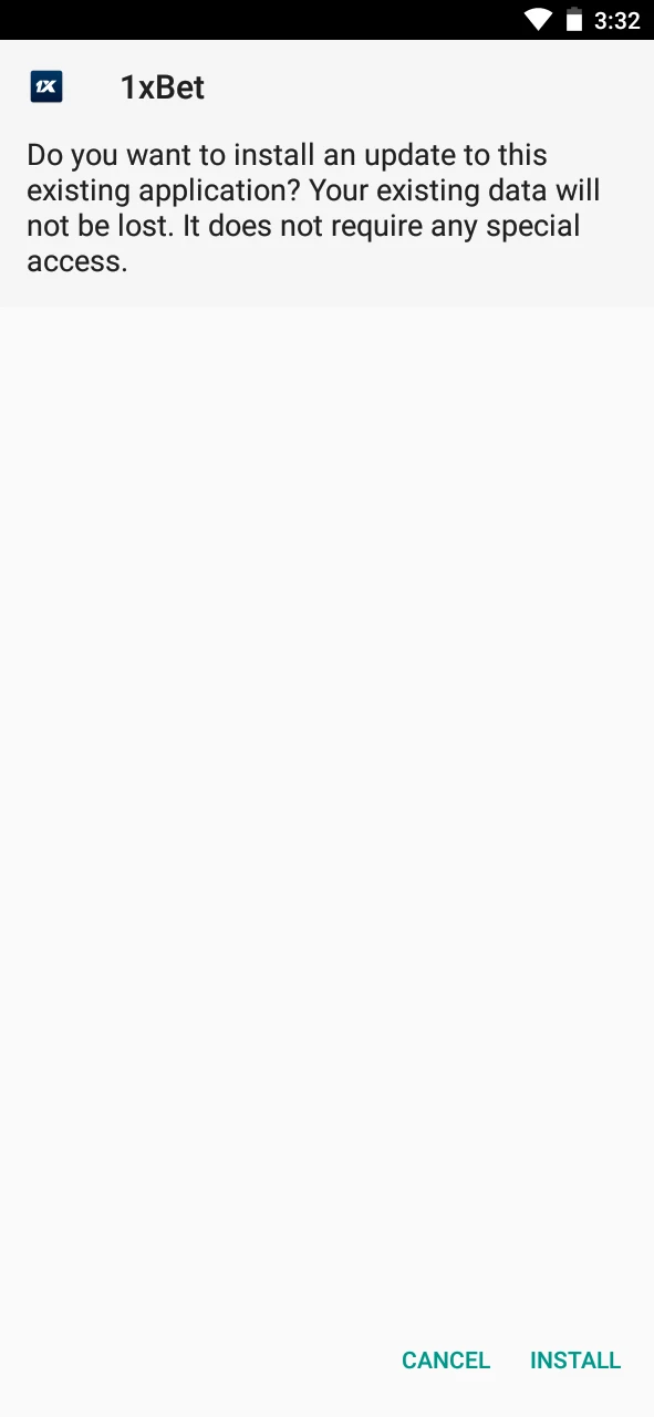 Install the 1xBet app on your Android device.