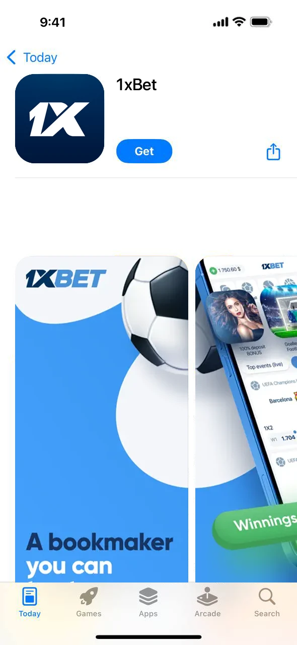 Follow the link to the 1xBet page in the App Store.