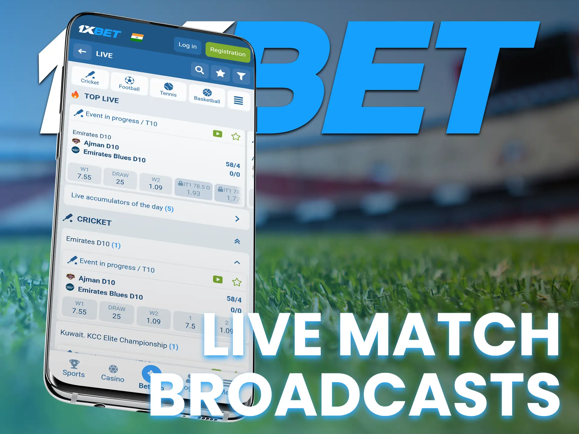 Watch and bet on live sports on the 1xBet app.