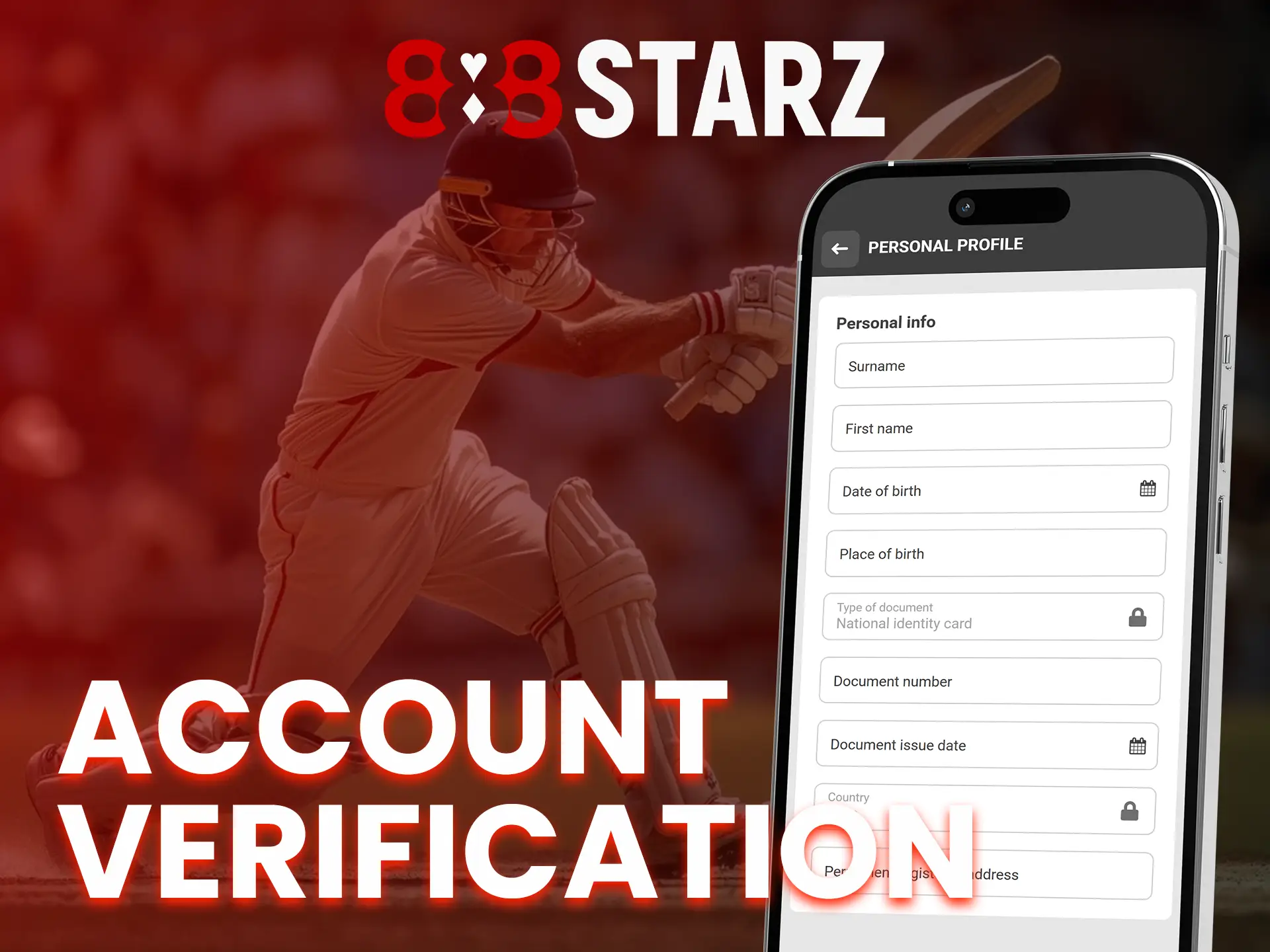 Secure your 888Starz account by completing verification.