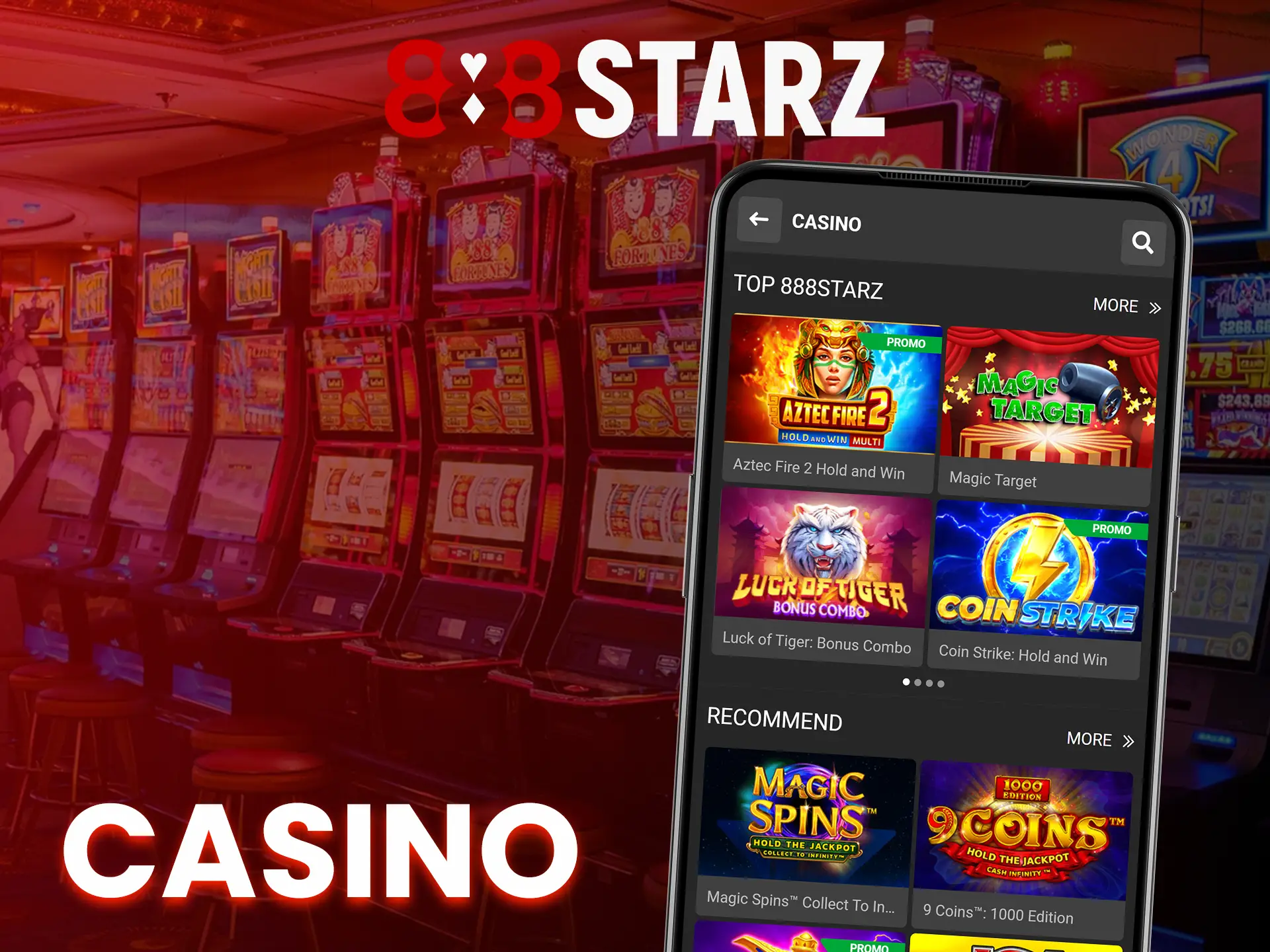 Play classic casino games or live casino with real dealers on the 888Starz app.