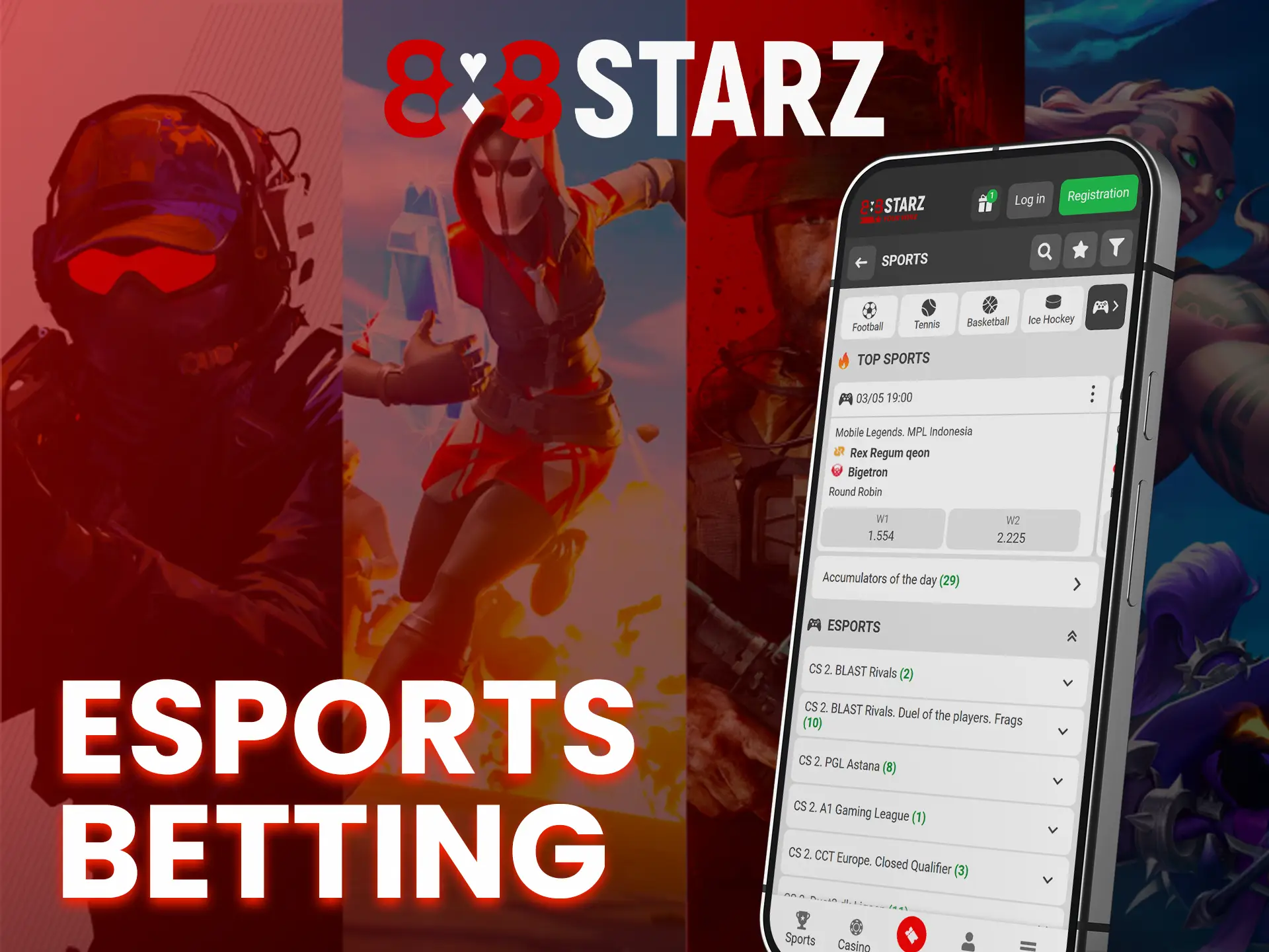 Bet on esports in the 888Starz app.