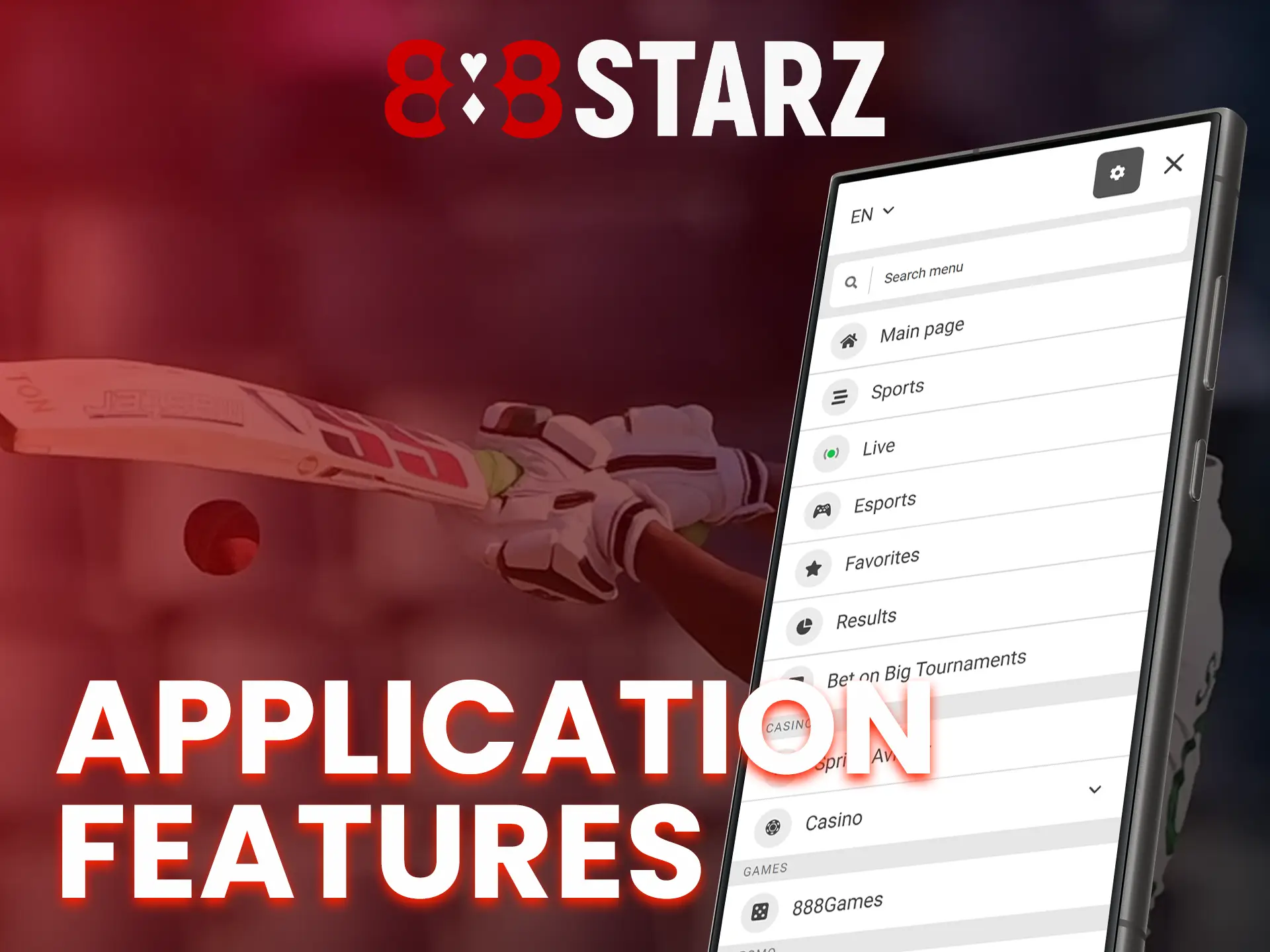 The 888Starz app offers sports betting, live matches, bonuses and casino games.