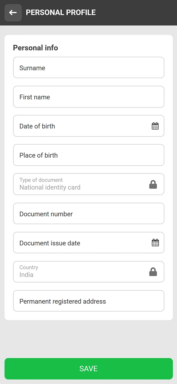 Fill out the required information in your 888Starz profile.