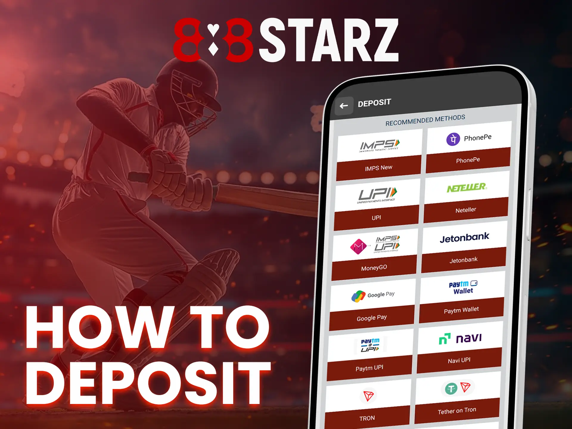 Quickly fund your 888Starz account in a convenient way.
