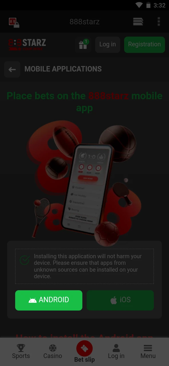 Download the latest version of the 888Starz app.