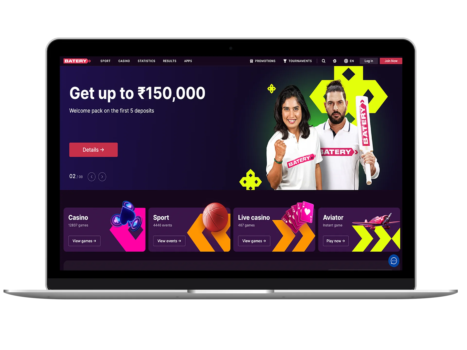 Join Batery site and bet on cricket matches anytime anywhere.