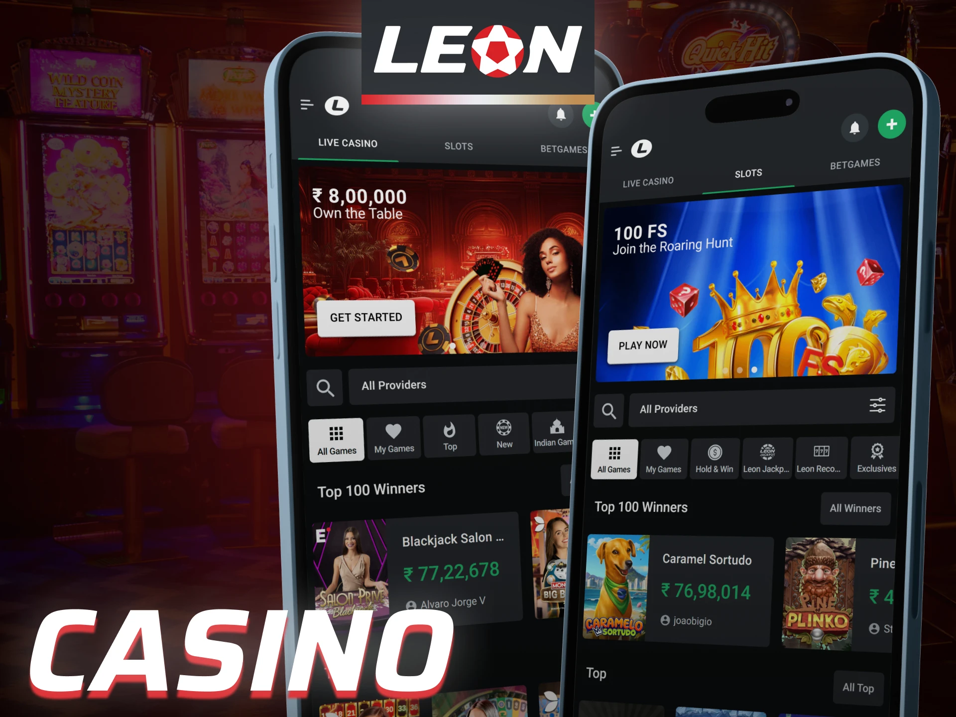 Play exciting casino games directly in the Leon Bet app.