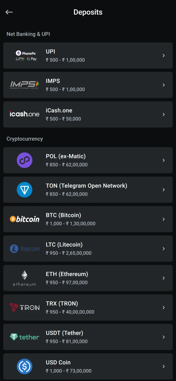 Choose a suitable payment method available on the Leon Bet app.