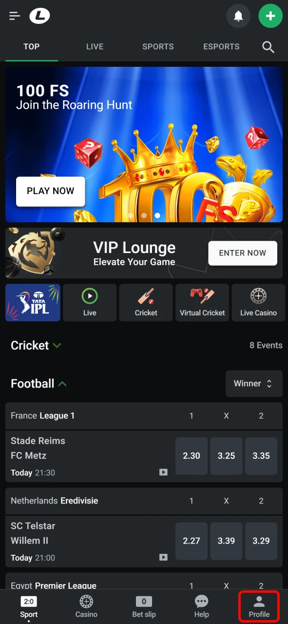 Go to the account settings section in the Leon Bet app to deposit.