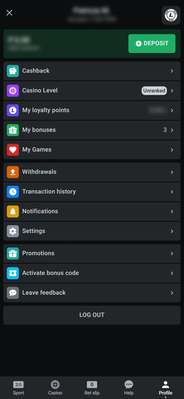 Visit the account page on the Leon Bet app to withdraw winnings.
