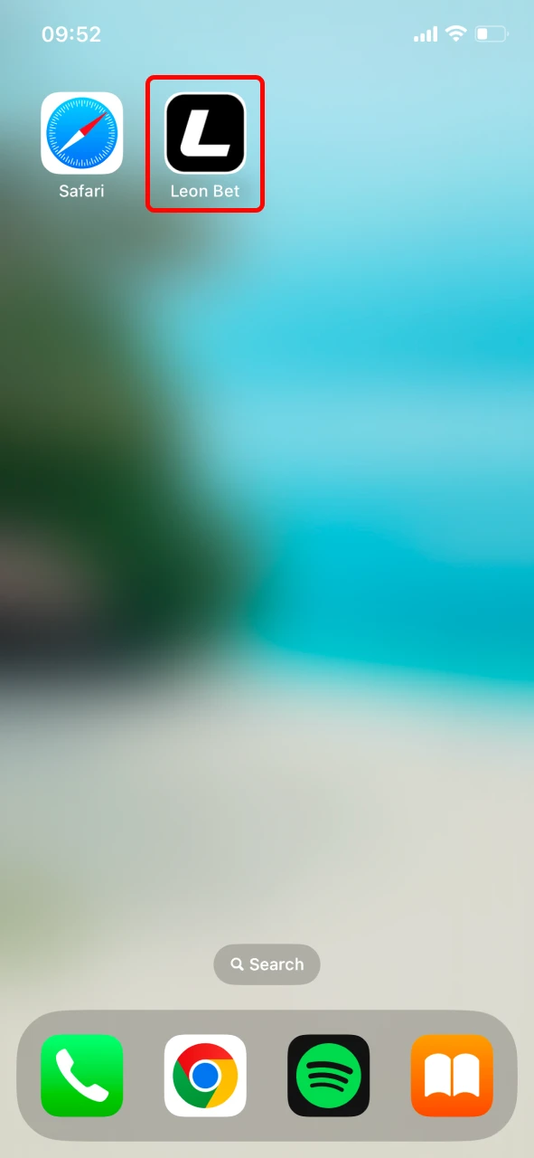 Launch the Leon Bet app from your iOS home screen.