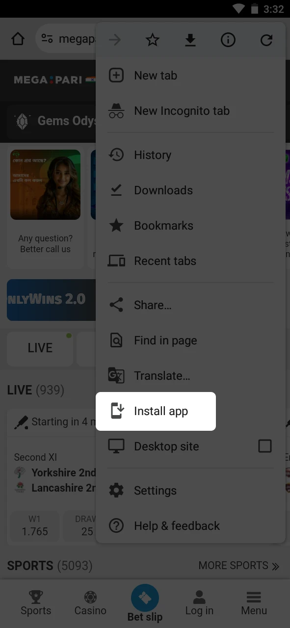 Add the Megapari shortcut to your home screen.