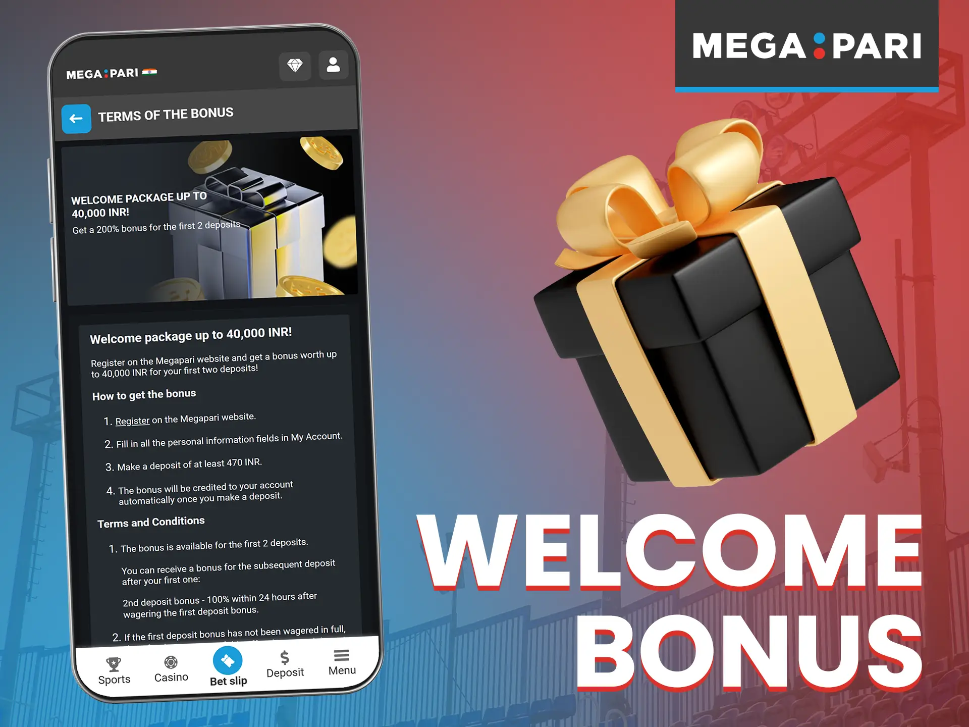 Megapari offers its new customers a welcome bonus on their first deposits.