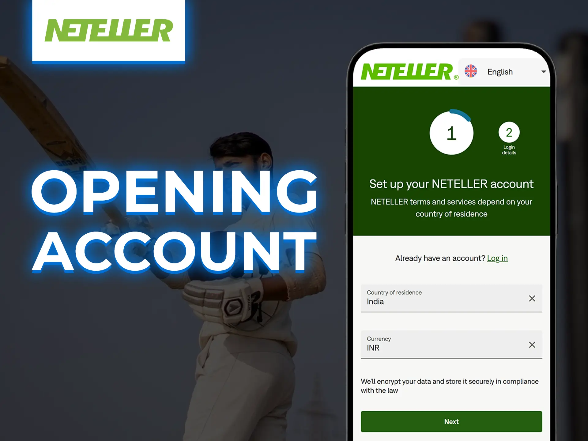 Register a Neteller account to link it to the betting site.