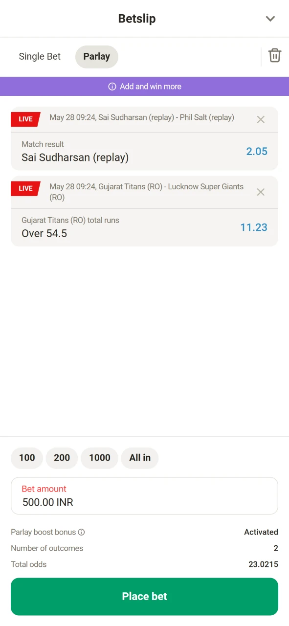 Complete the Parimatch bonus campaign to withdraw rewards.