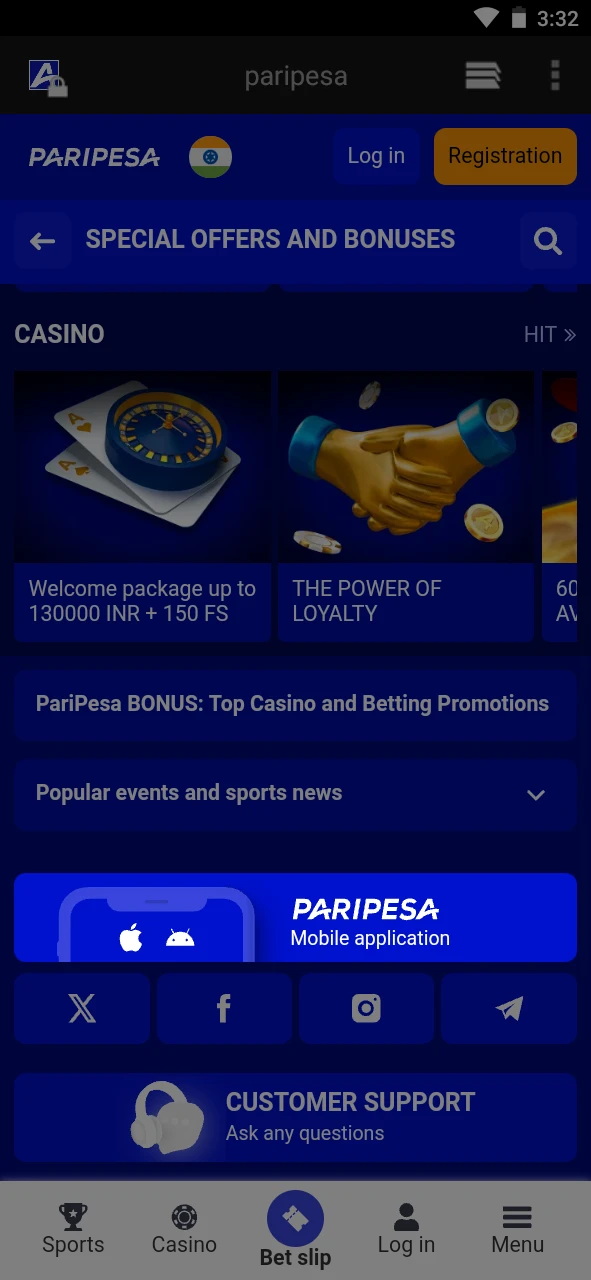 Go to the mobile app section of the Paripesa website.