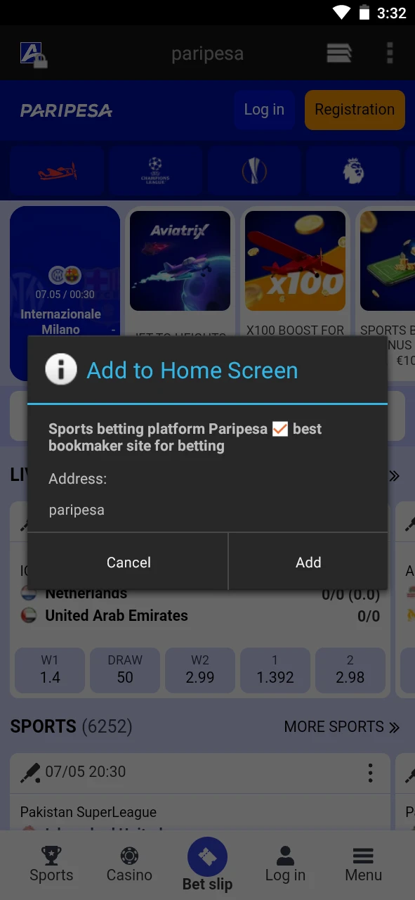 Confirm the creation of the Paripesa shortcut.