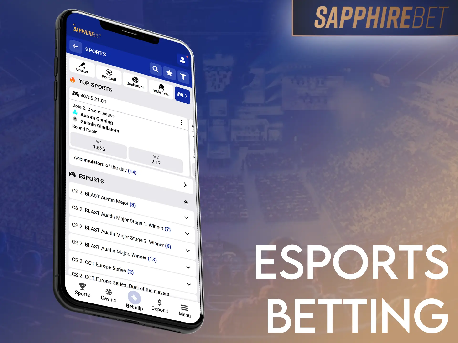 SapphireBet offers eSports betting on tournaments, match outcomes & totals.