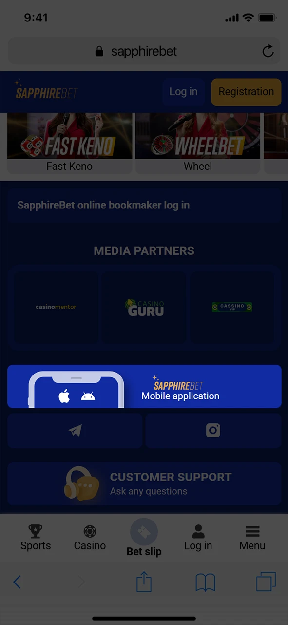 Find the install button for the SapphireBet iOS app.