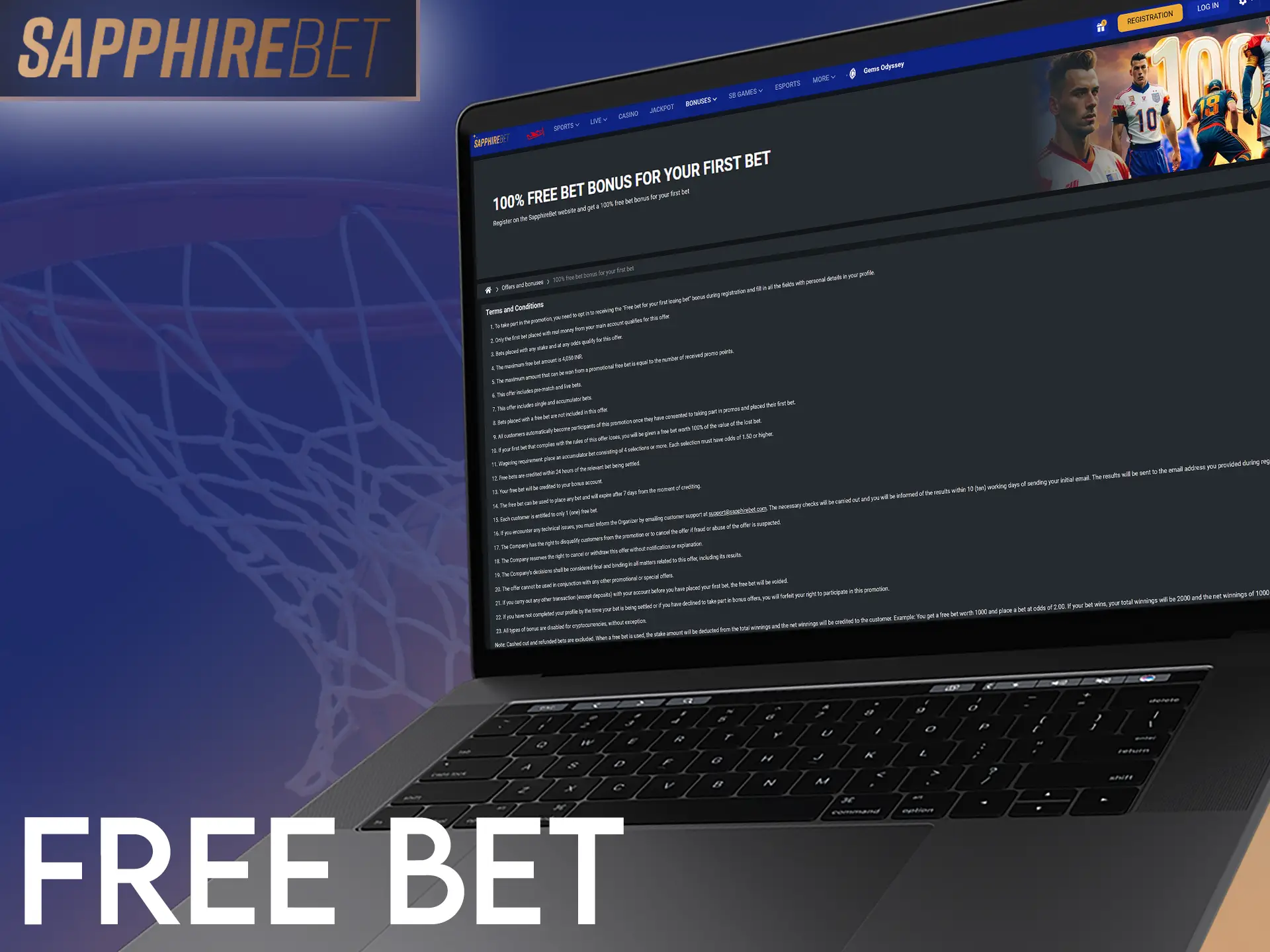 SapphireBet gives you a free bet for your first losing bet.