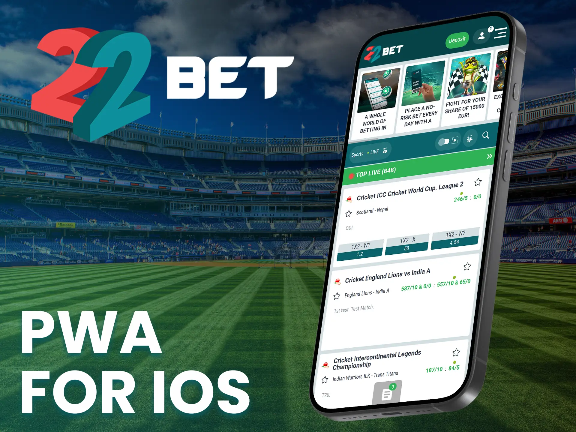 Learn how to install the PWA version of 22Bet on your iOS device.