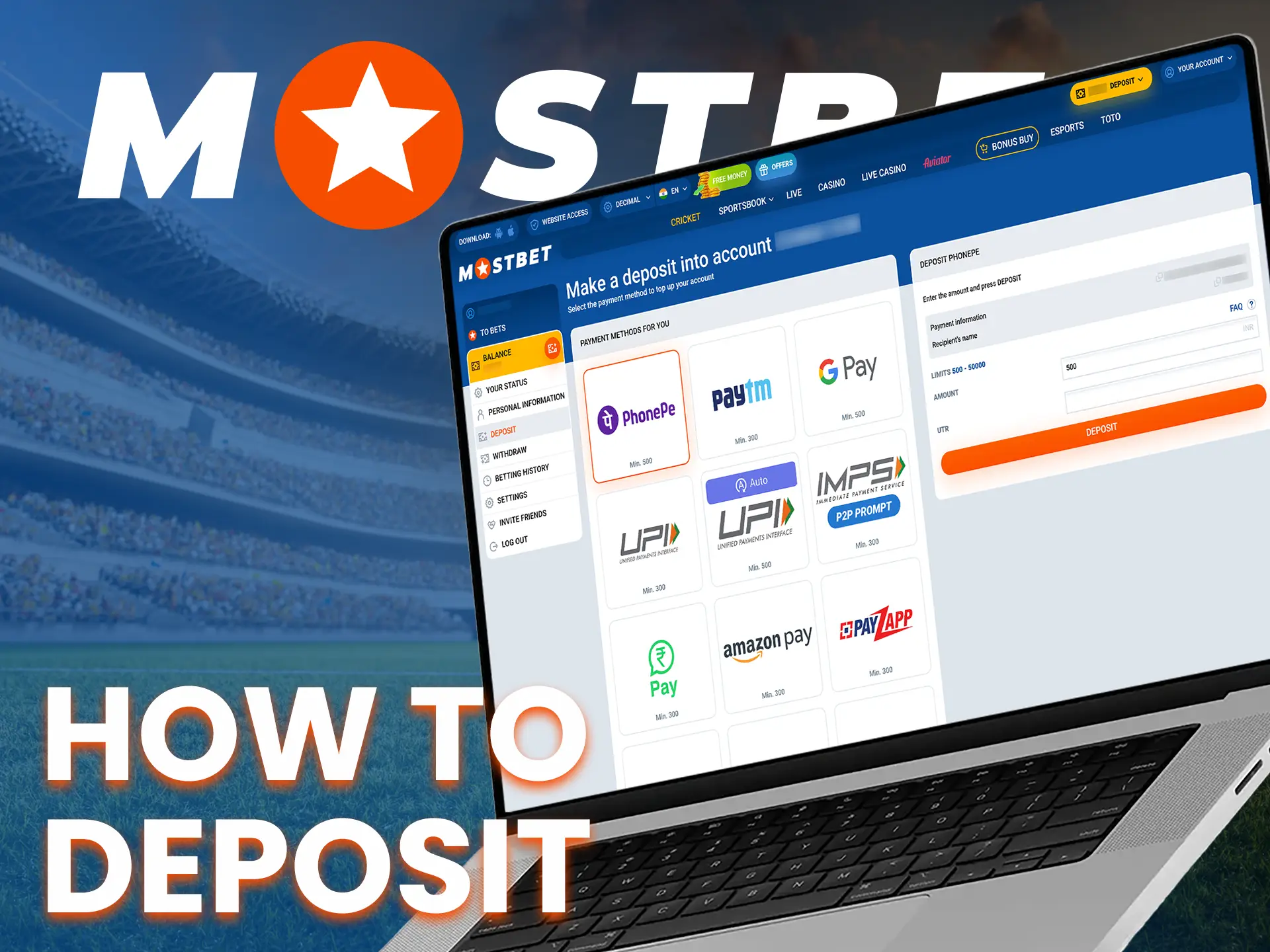 Create a Mostbet account and quickly and conveniently replenish it.