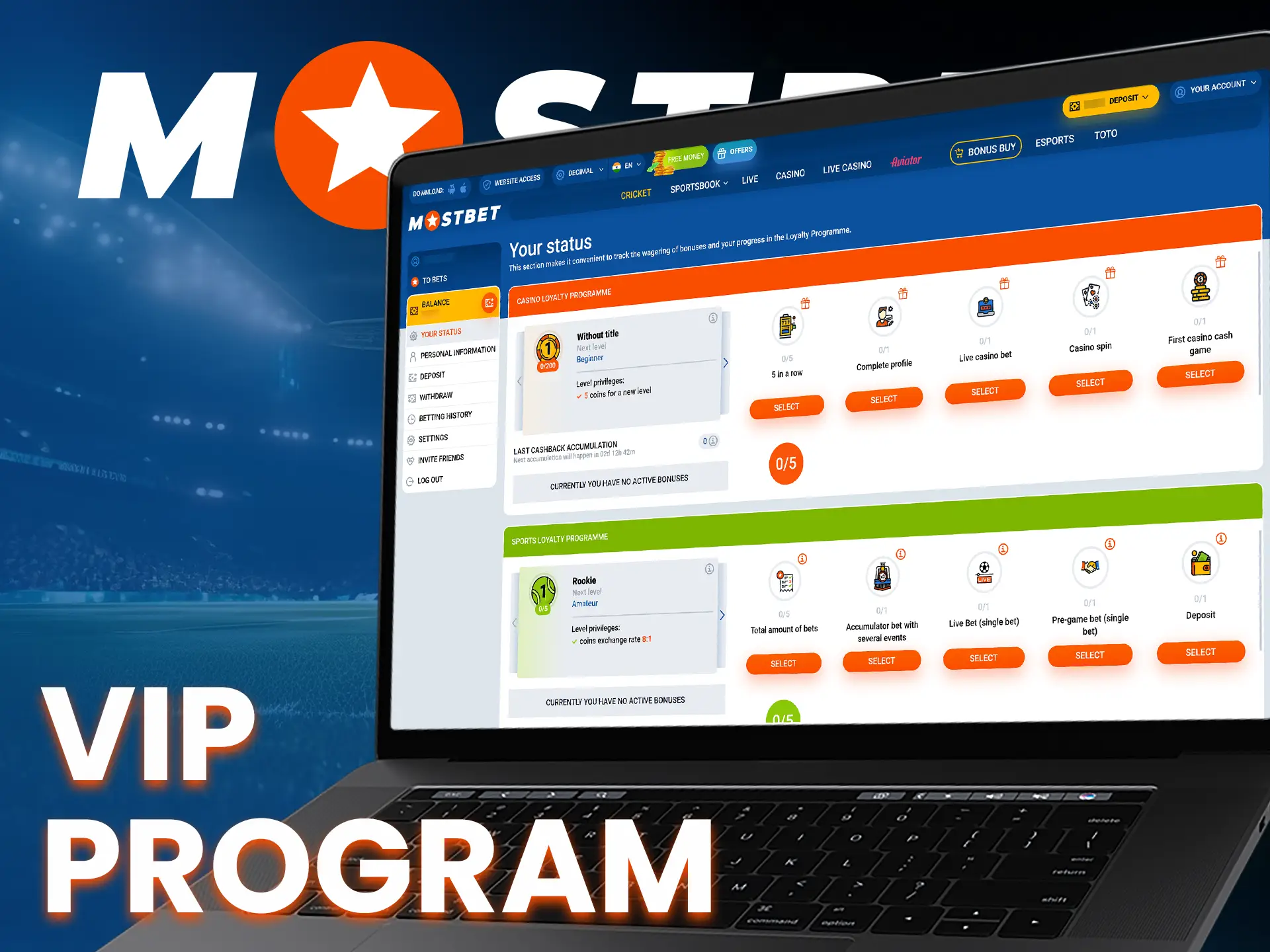 Regular players enjoy VIP perks like cashback, bonuses, and free bets at Mostbet.