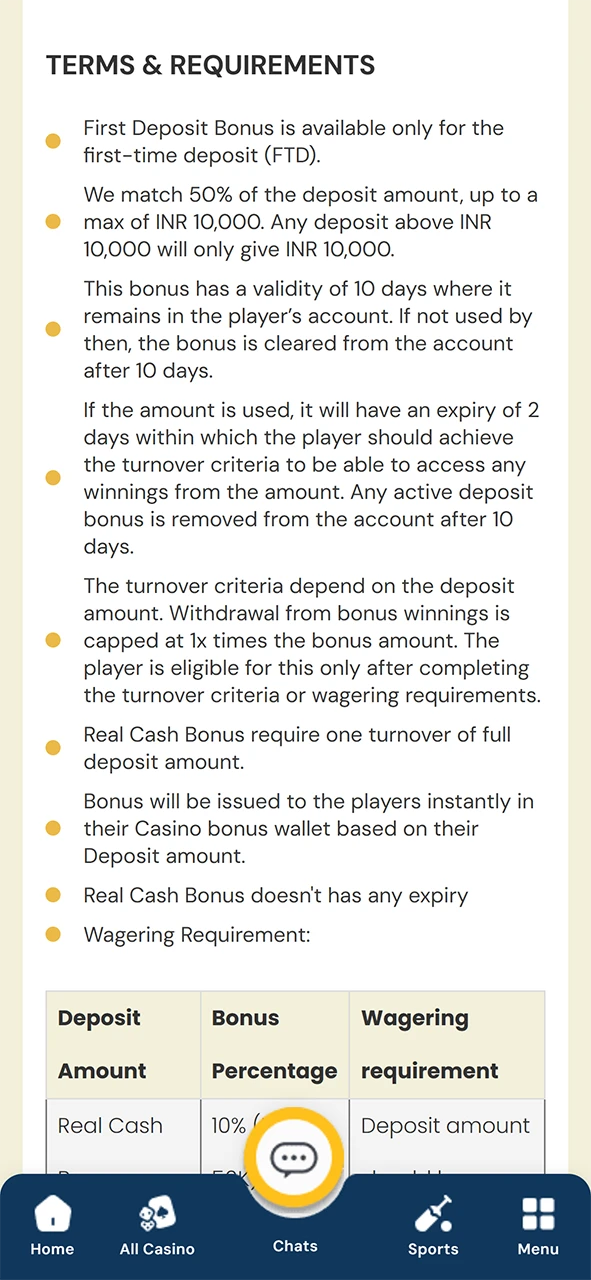 Satbet bonus winnings require turnover within 10 days, or it expires.