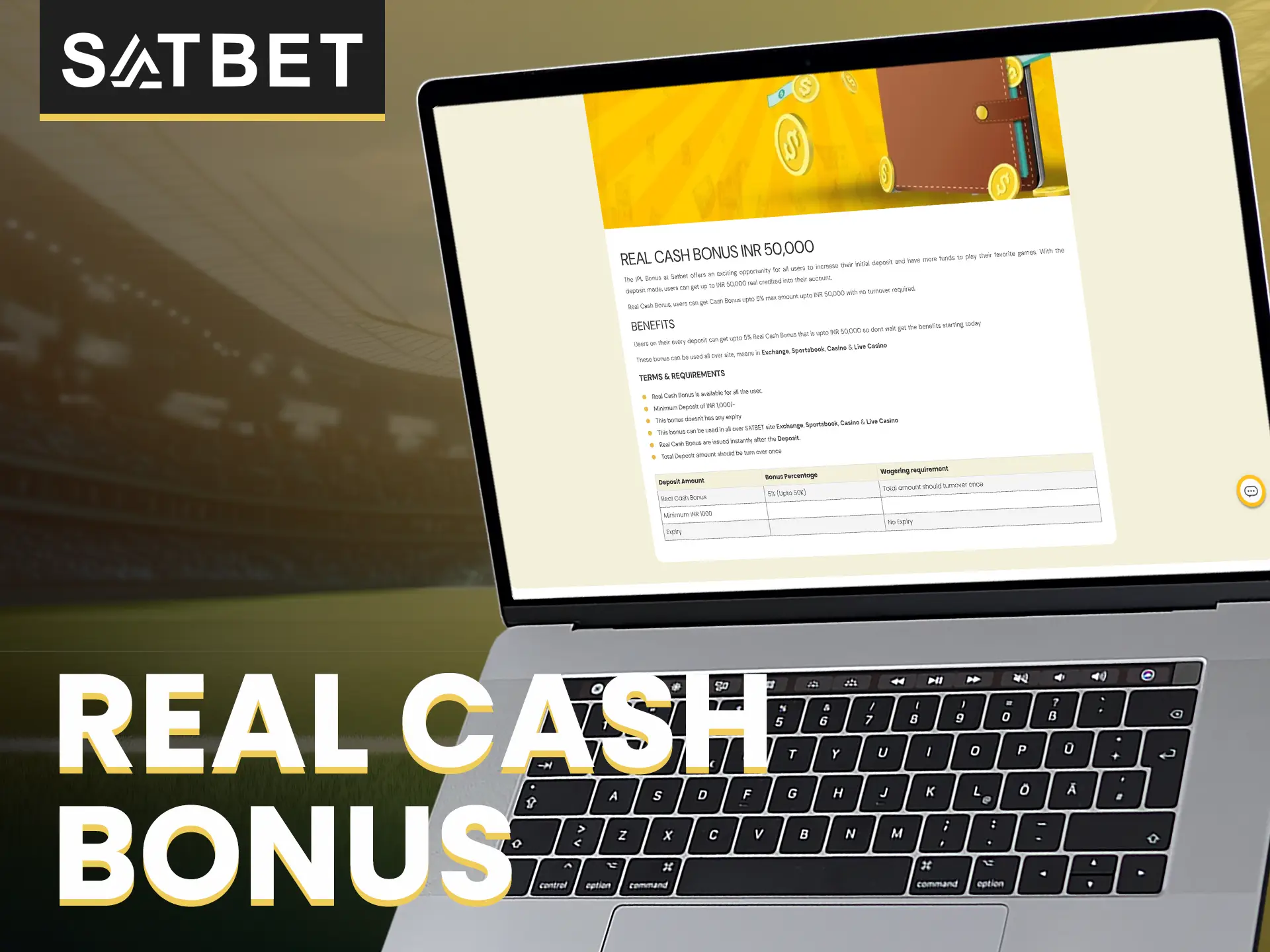 Get real money from every deposit you make at Satbet.