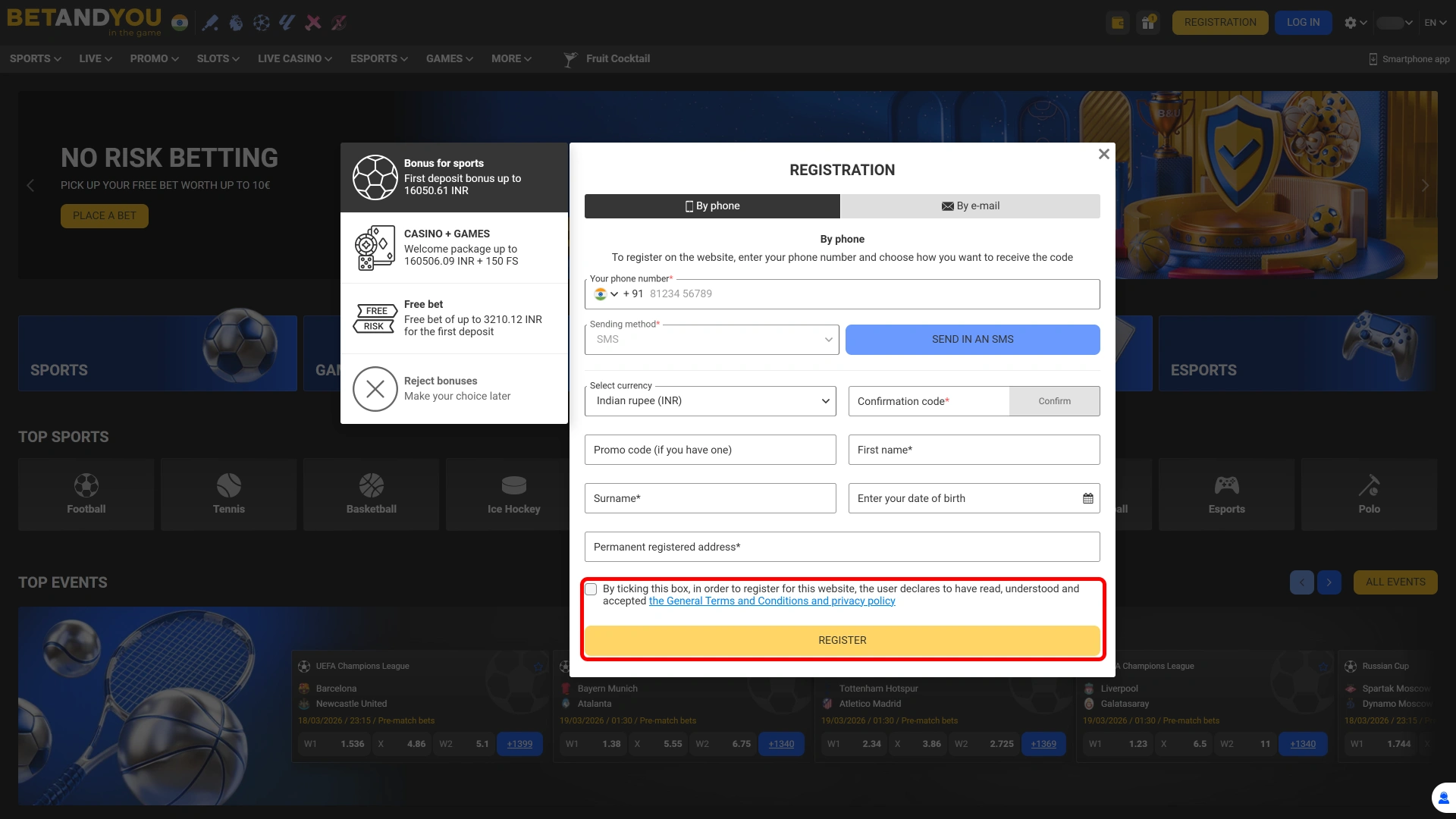 Finalize the process and enjoy your official Betandyou Register rewards.