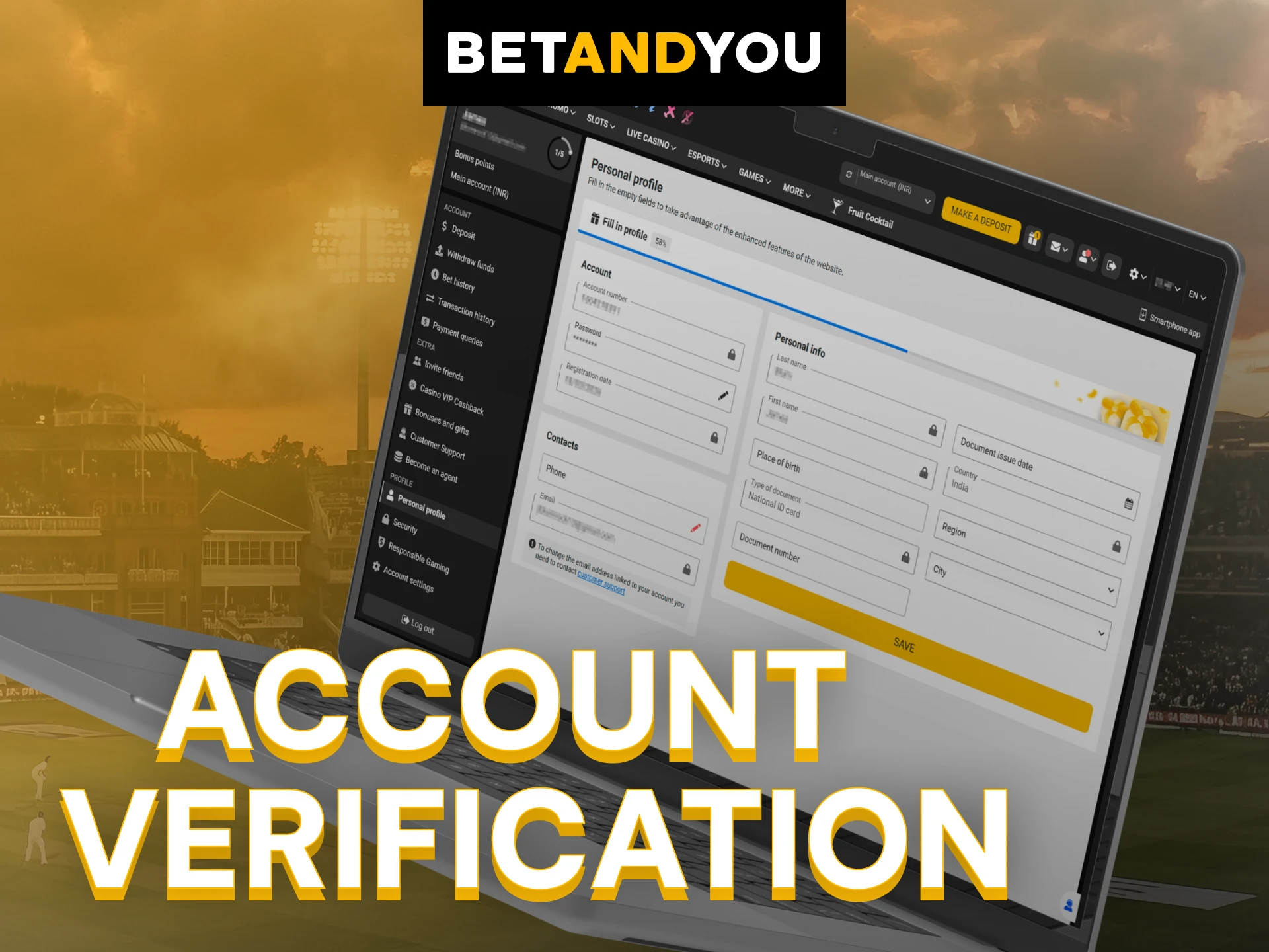 Complete your Betandyou profile verification to enable all secure features.
