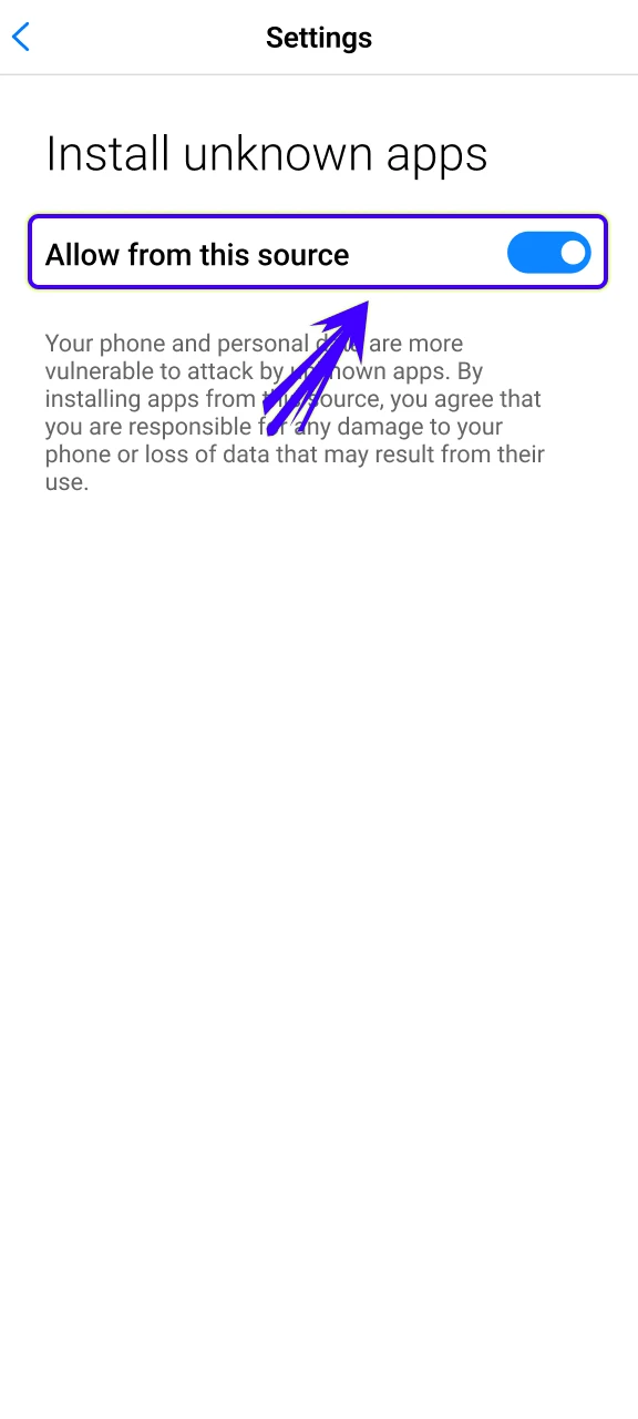Adjust Android security settings to permit the Crorebet App installation.