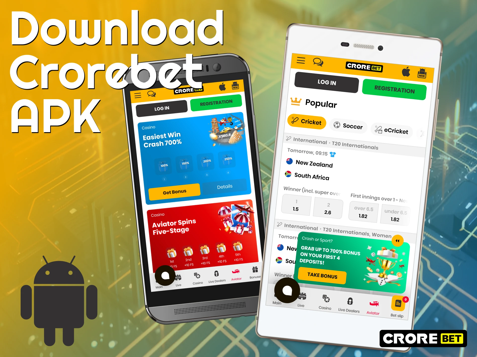 Download the Crorebet Android APK to start betting on sports.