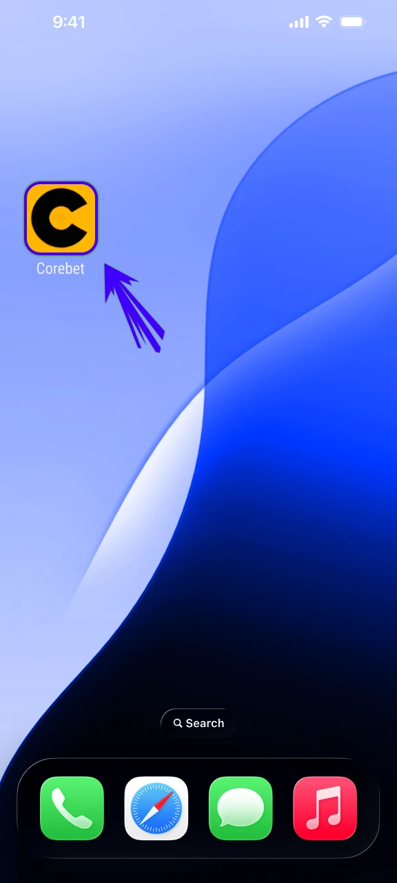 Tap the icon to start the Crorebet experience.