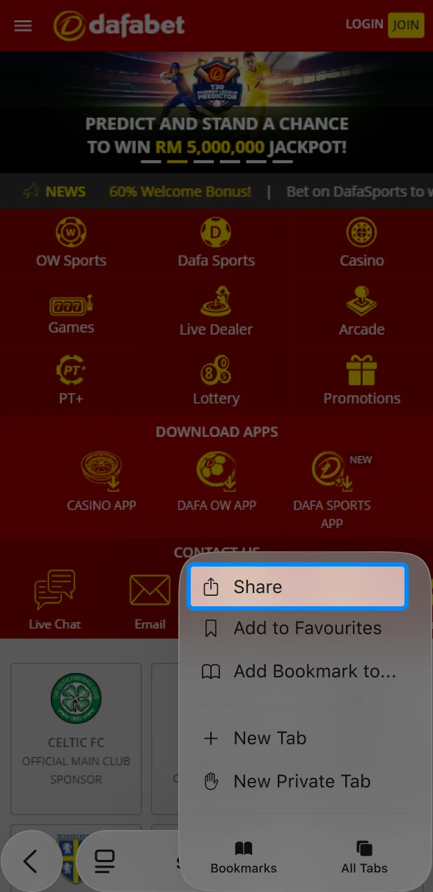 Instruction on how to tap the installation button to download an IPL betting app on iOS.