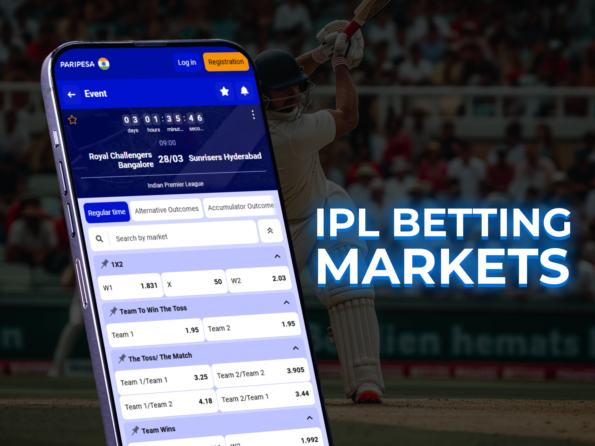 Overview of available betting markets and odds types in IPL cricket betting apps.