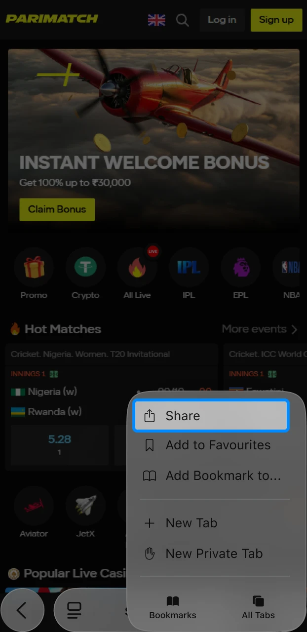 Tapping the "Get" button in the iOS App Store to initiate the download of an IPL betting application.
